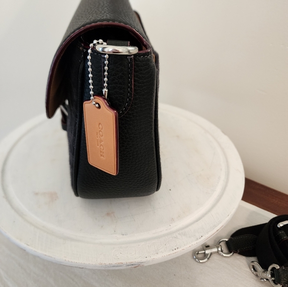 Coach Amelia Saddle Bag Black Denim & Pebbled leather NWT - Picture 2 of 10